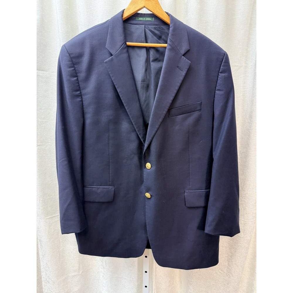 Lauren Ralph Lauren Mens 48R Navy Blue Wool Blazer Sport Coat Gold Crest Buttons